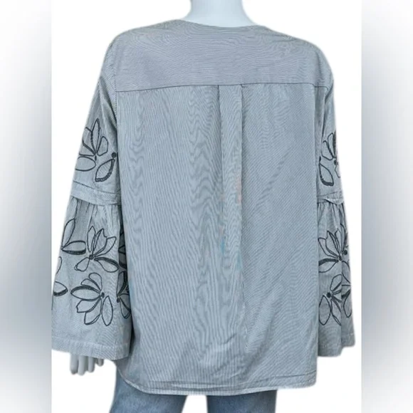 LAFAYETTE 148 NEW YORK Gray Striped Button-Down Shirt Size XL O0699 - Picture 3 of 11
